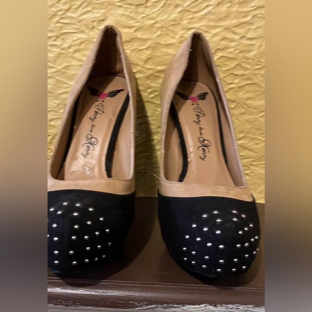 Nude & Black Ladies Stiletto Heels Sz 8.5 - Picture 2 of 6